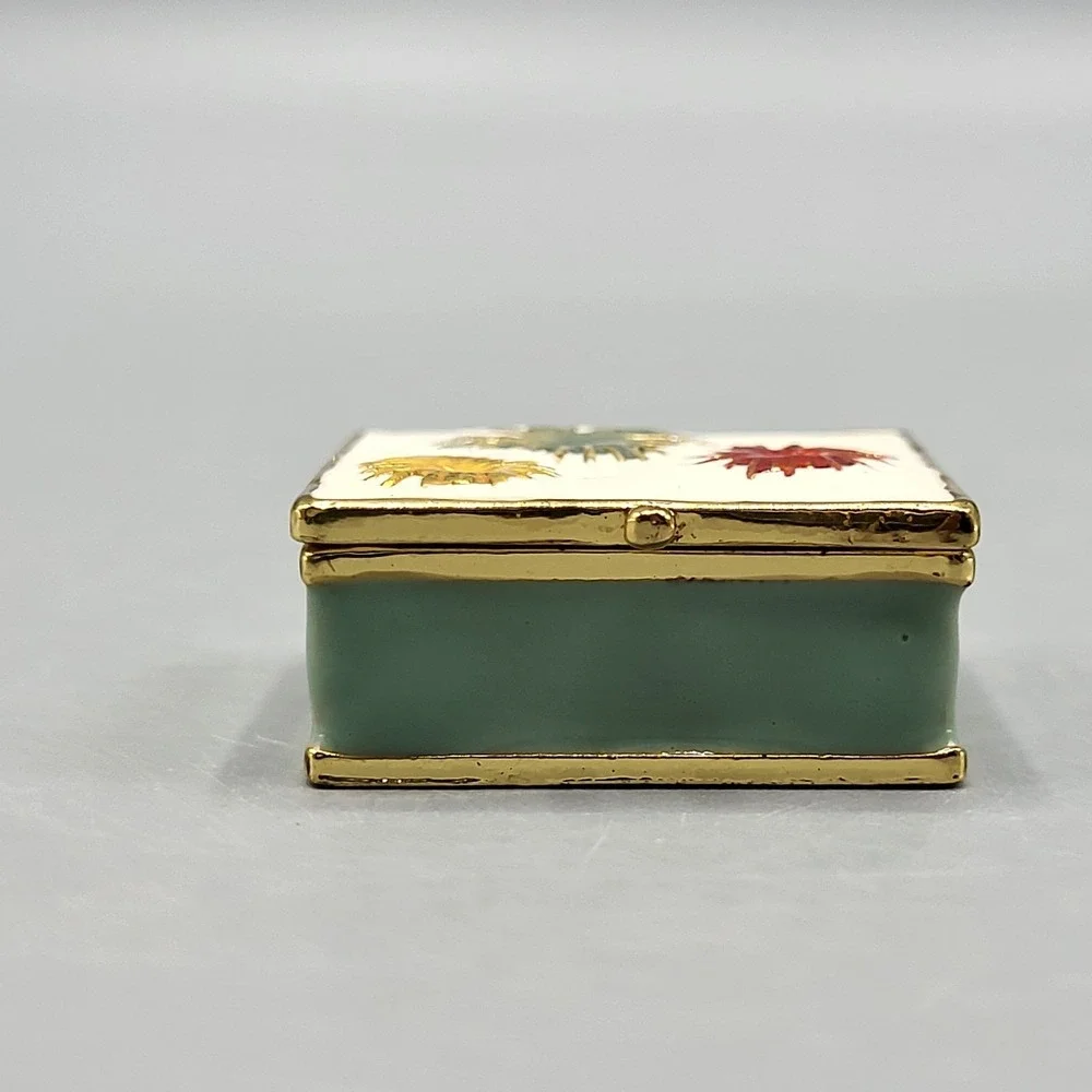 Work of Art Mini Trinket Box Enameled Hinged Magnetic Shelf Decor Multicolor